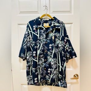 Coconut Pier by Top Image USA Hawaiian Bamboo Navy Button Shirt Men's XXL